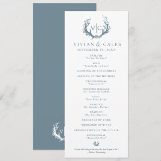 Rustikale Antler mit Blumenreath | Hochzeit Programm