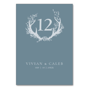 Rustikale Antler mit Blumenreath Hochzeit Tischnummer