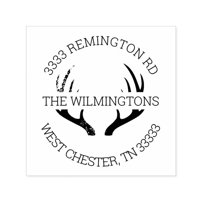 Rustikale Antler Runde Rücksendeadresse Permastempel (Design)