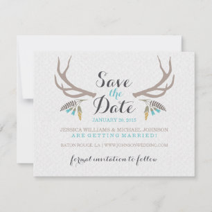 Rustikale Antler Save the Date
