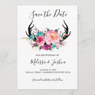 Rustikale Antler Save the Date Karte