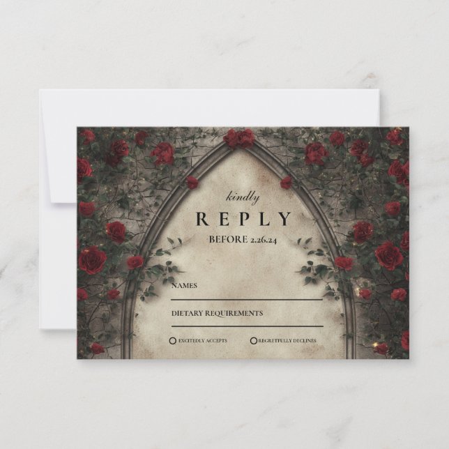 Rustikale Antler Woodland Floral Wedding RSVP Karte (Vorderseite)