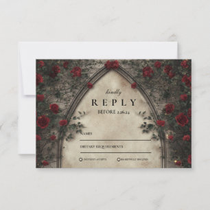 Rustikale Antler Woodland Floral Wedding RSVP Karte