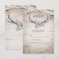 Rustikale Antlers White Birch Vintage Hochzeit UAW