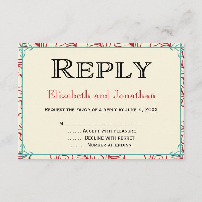 Rustikale Antwort auf Hochzeiten: Red & Turquoise  (Vorderseite)