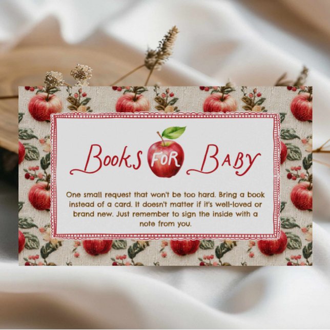 Rustikale Apfelbücher für Baby-Beipackkarte Begleitkarte (Rustic Apple Country Books for Baby Card)