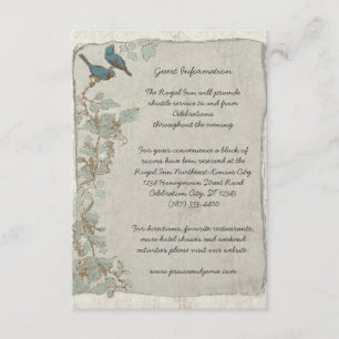 Rustikale Aquamarine Birds Damask Hochzeitsausweis Begleitkarte