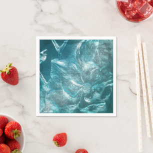 Rustikale Aquamarine Blumenmuster Glitzer Sparkass Serviette