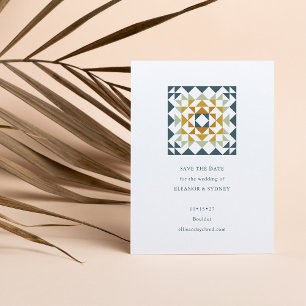 Rustikale Aquamarine Grüne Herbstkugel Geometrisch Save The Date