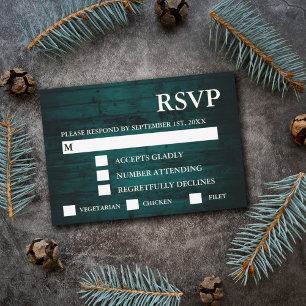 Rustikale Aquamarine Holzbalken UAWG & Mahlzeiten RSVP Karte