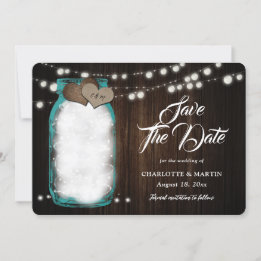 Rustikale Aquamarine Mason Jar Holzwinger Hochzeit Save The Date