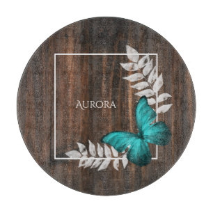 Rustikale Aquamarine Schmetterlingsplatte Personal Schneidebrett