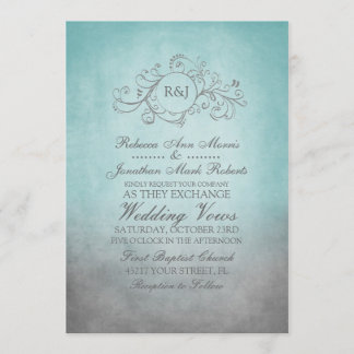 Rustikale Aquamarine und Bohemische Hochzeitseinla Einladung