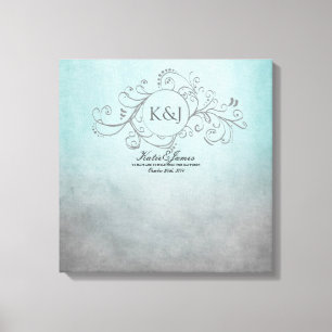 Rustikale Aquamarine und graue Bohemische Gästebuc Leinwanddruck