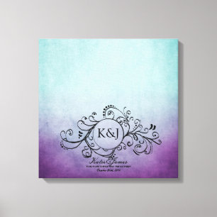 Rustikale Aquamarine und Lila Bohemische Gästebuch