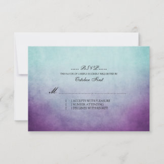 Rustikale Aquamarine und Lila Bohemische Hochzeit  RSVP Karte