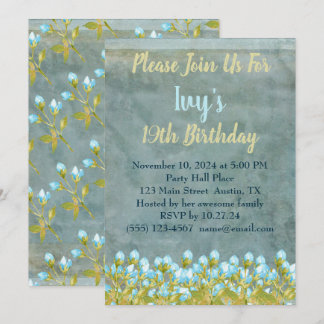 Rustikale Aquamarine Wasserfarben Kunst, Dichtung  Einladung