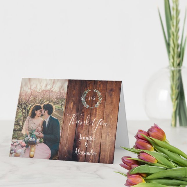 Rustikale Aquarell Blätter Danke Hochzeitkarte (Von Creator hochgeladen)