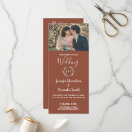 Rustikale Aquarell Blätter Foto Hochzeit Programm