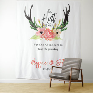Rustikale Aquarell-Blumen Boho-Jagd ist Vorbei Hoc Wandteppich