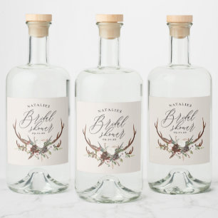 Rustikale Aquarell-Blumen-Botanik-Brautparty Alkoholflaschenetikett