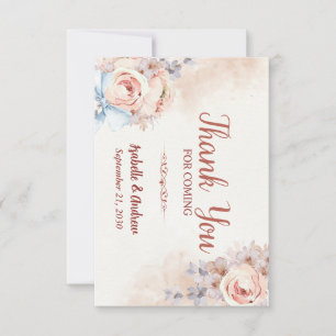 Rustikale Aquarell-Blumen-Hochzeit-Dankeskarten Mitteilungskarte