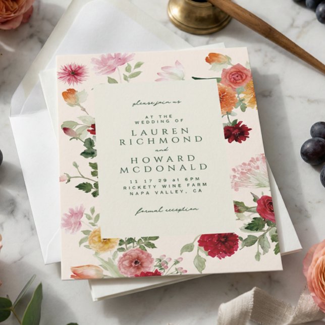 Rustikale Aquarell-Blumen in Salbeigrün für eine G Einladung (Von Creator hochgeladen)