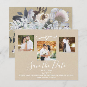 Rustikale Aquarell-Blumen-Kraft-Foto-Save-the-Date