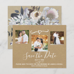 Rustikale Aquarell-Blumen-Kraft-Foto-Save-the-Date
