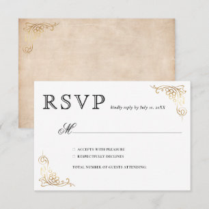 Rustikale Aquarell-Eleganz-Weingut-Hochzeit RSVP Karte