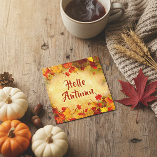 Rustikale Aquarell-Herbstblätter Hallo Herbst