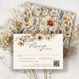 Rustikale Aquarell-Herbstblumen Elfenbein-Herbstho RSVP Karte