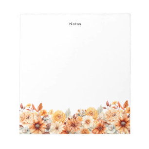 Rustikale Aquarell-Herbstblumen Herbst individuell Notizblock