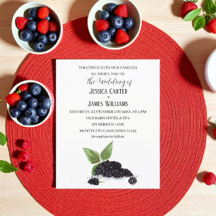 Rustikale Aquarell-Schwarze-Beeren-Hochzeitseinlad