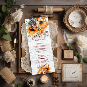 Rustikale Aquarell-Sonnenblumen-Hochzeit All In One Einladung