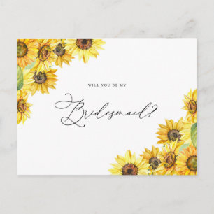 Rustikale Aquarell-Sonnenblumen Sei Meine Brautjun Postkarte