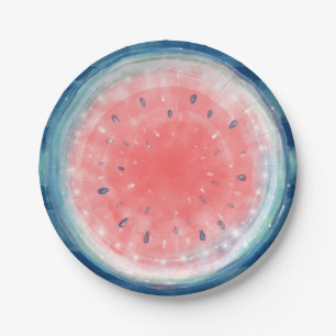 Rustikale Aquarell-Wassermelonen-Party-Papiertelle Pappteller