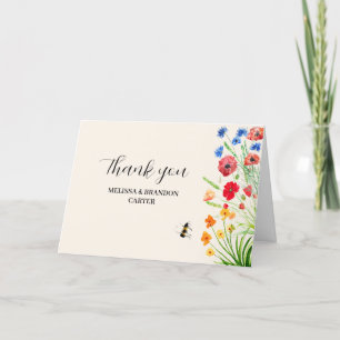 Rustikale Aquarell-Wildblumen-Hochzeit Danke