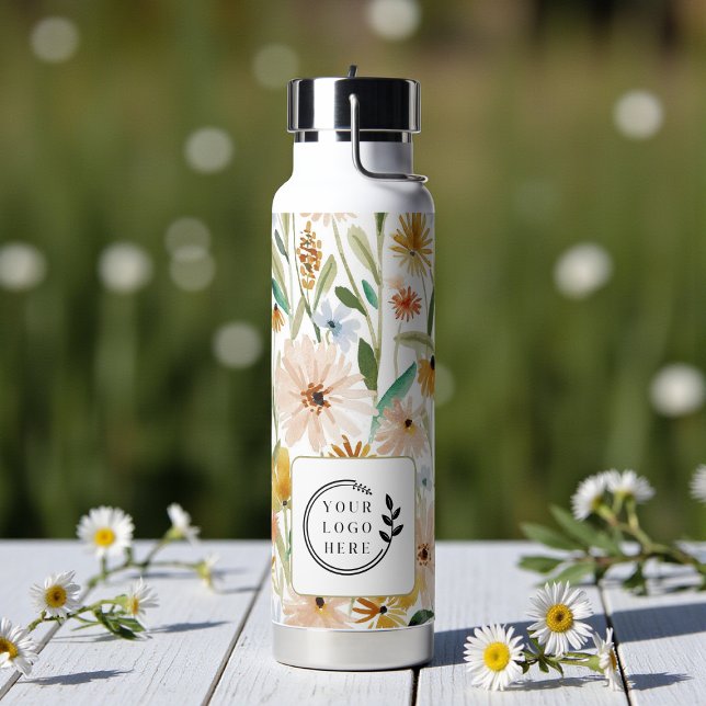 Rustikale Aquarell-Wilde Blume Logo für Unternehme Trinkflasche (Von Creator hochgeladen)