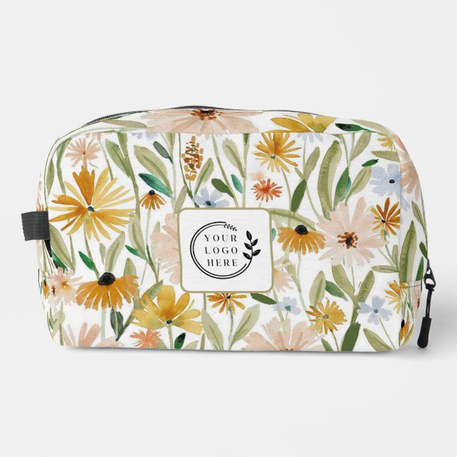 Rustikale Aquarell-Wilde Blume Logo für Unternehme Waschbeutel (Vorderseite)