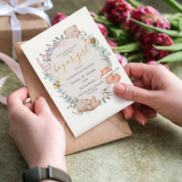 Rustikale Aquarellbilder bei Waldtieren Einladung