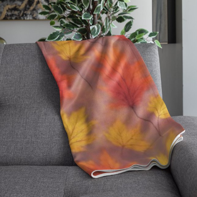 Rustikale Aquarellbilder - Herbstblätter Fleecedecke (Von Creator hochgeladen)