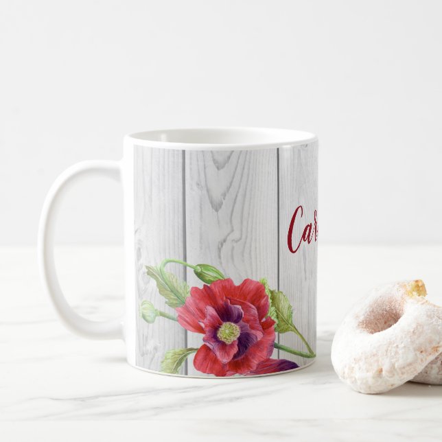 Rustikale Aquarellbilder Kaffeetasse (Mit Donut)