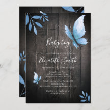 Rustikale Aquarellblauer Schmetterling Blumenbabyd