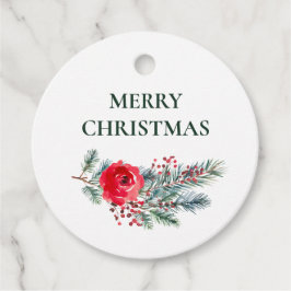 Rustikale Aquarellblume Frohe Weihnachten Geschenkanhänger