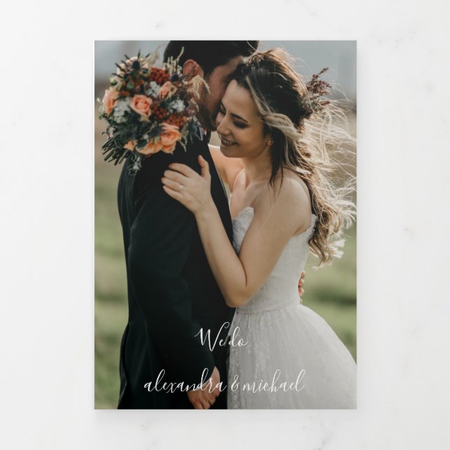 Rustikale Aquarellblume Hochzeit im Herbst Dreifach Gefaltete Einladung (Cover)