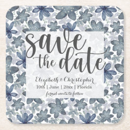 Rustikale Aquarellblume Save the Date Rechteckiger Pappuntersetzer