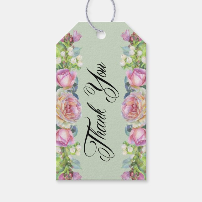 Rustikale Aquarellblume Vielen Dank für Ihre Gesch Geschenkanhänger (Vorderseite)