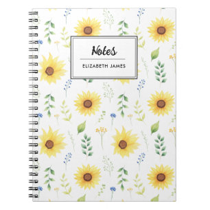 Rustikale Aquarellblumen Muster Personalisiert Notizblock