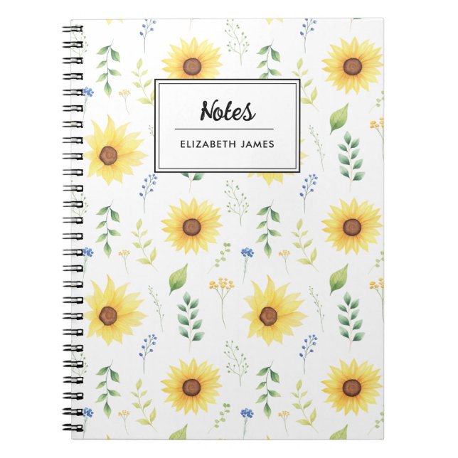 Rustikale Aquarellblumen Muster Personalisiert Notizblock (Vorderseite)